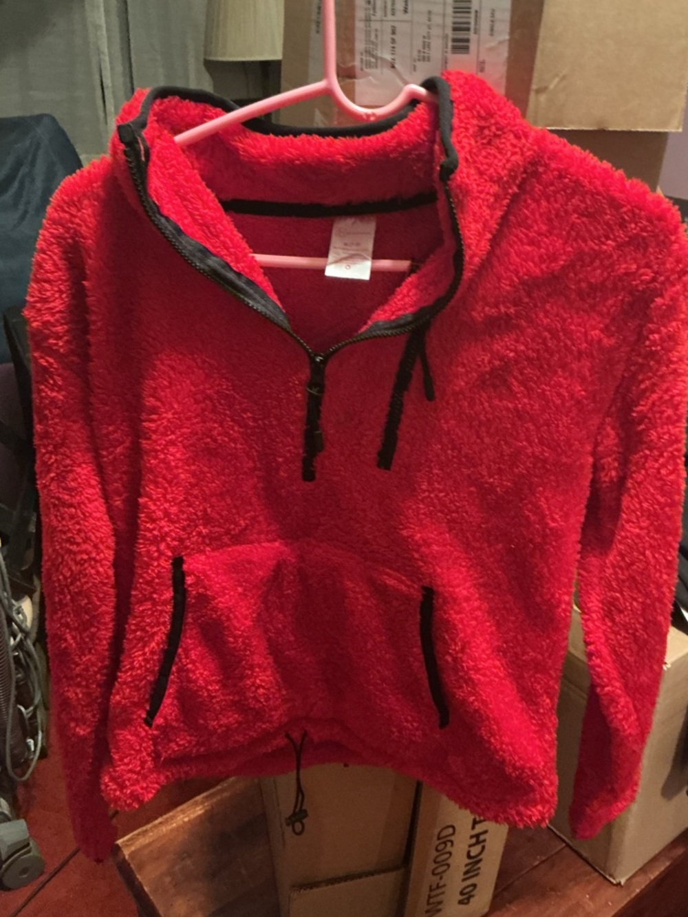 No Boundaries Red Sherpa Half-Zip with Black Trim